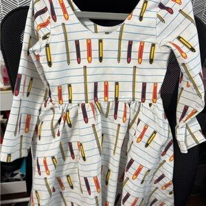 Vibrant Pencil Pattern Kids Dress Size 4